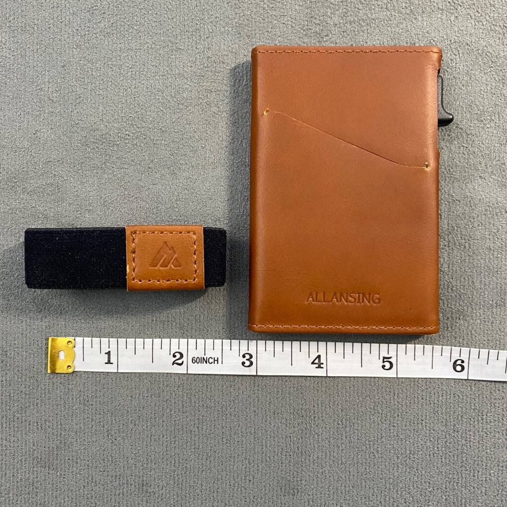 Minimalist Allansing Mens Leather Card Case Wallet - Picture 4 of 5